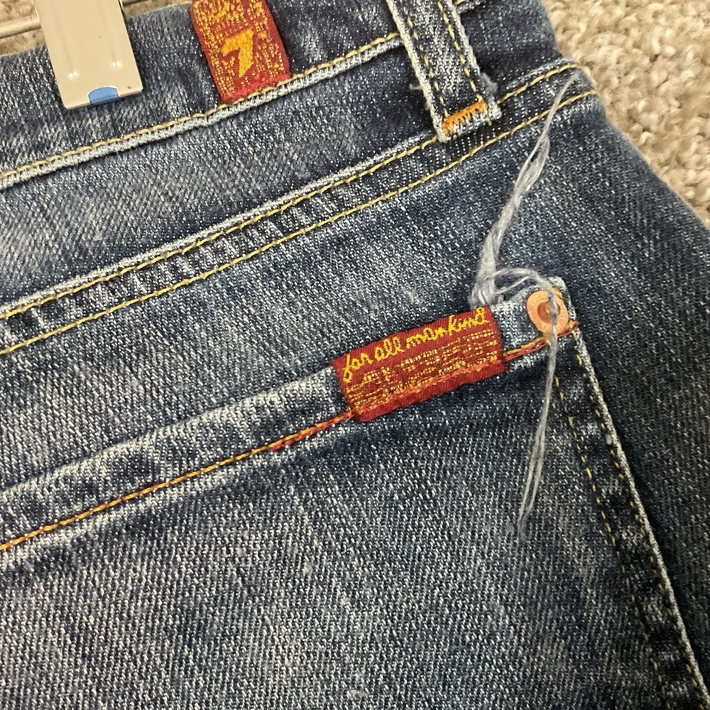 VTG Seven 7 For All Mankind Bootcut Western Rugged Jeans 32 x 26 Blue Dark Wash - Picture 7 of 16
